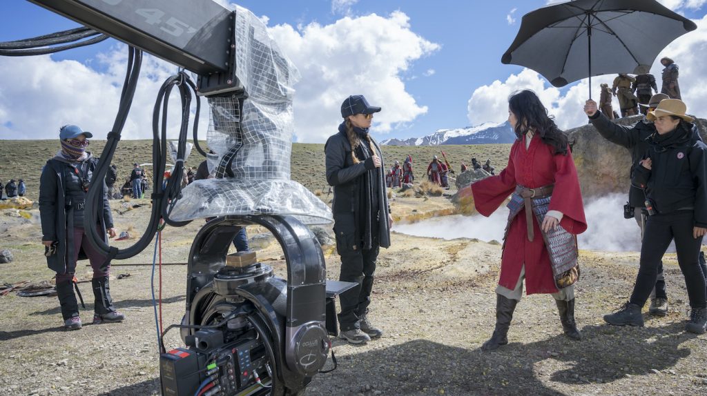 Disney's MULAN. BTS on set with Director Niki Caro and Mulan (Yifei Liu). Photo: Jasin Boland. © 2019 Disney Enterprises, Inc. All Rights Reserved.