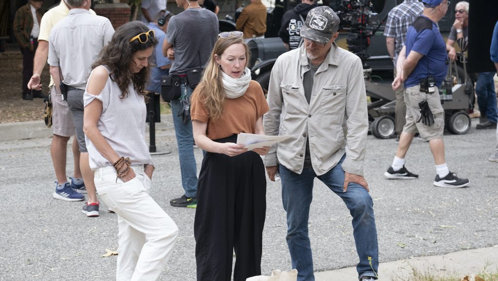 Costume Designer Emma Potter reviews some costume ideas with director Tim Van Patten (R) and co-executive producer/UPM Aida Rodgers. Courtesy HBO