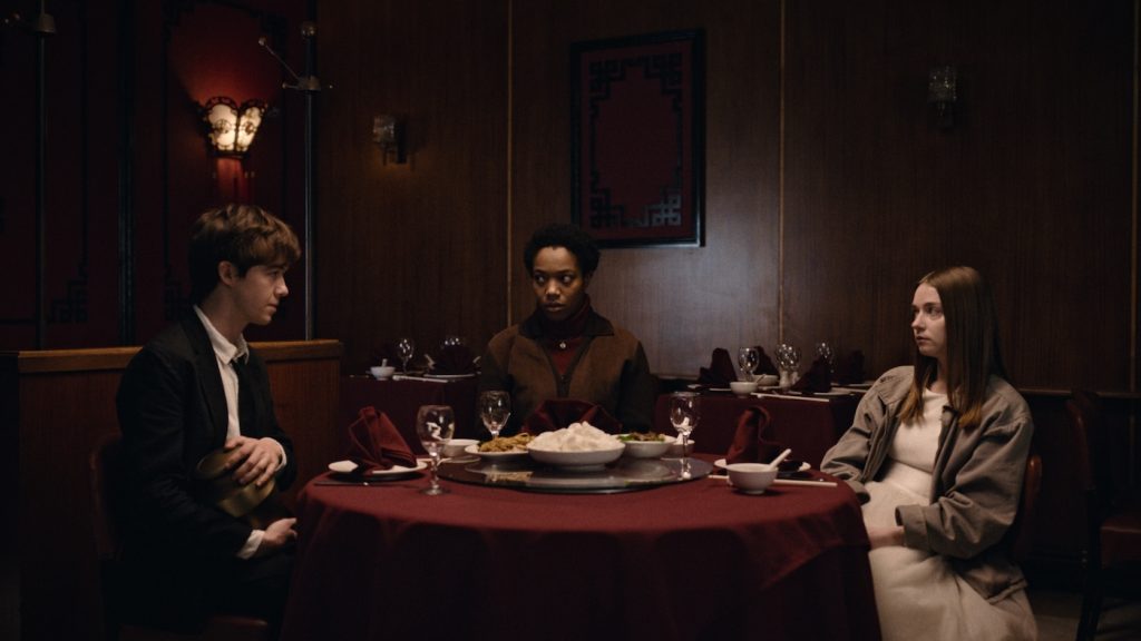 Alex Lawther as James, Naomi Ackie as Bonnie, and Jessica Barden as Alyssa. Courtesy Netflix..