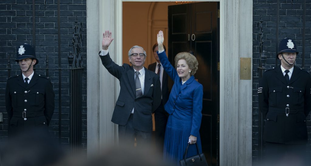 Dennis Thatcher (STEPHEN BOXER) and Margaret Thatcher (GILLIAN ANDERSON). Photo by Des Willie