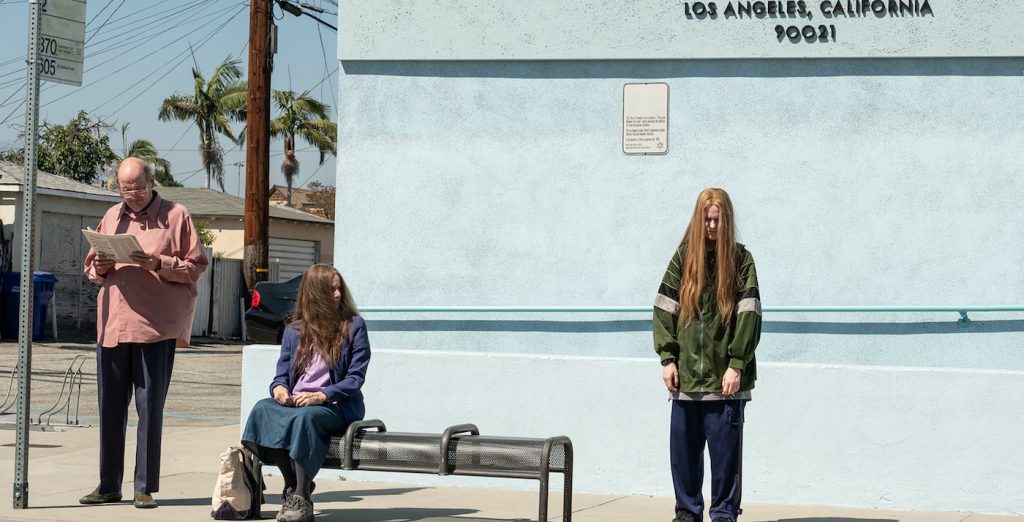 (L to R) Richard Jenkins as "Robert Dyne", Debra Winger as "Theresa Dyne" and Evan Rachel Wood as "Old Dolio Dyne" in director Miranda July's KAJILLIONAIRE, a Focus Features release. Credit: Matt Kennedy / Focus Features