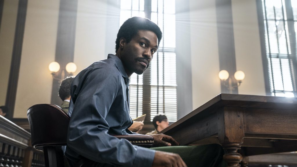 The Trial of the Chicago 7. Yahya Abdul-Mateen II as Bobby Seale in The Trial of the Chicago 7. Cr. Niko Tavernise/NETFLIX © 2020