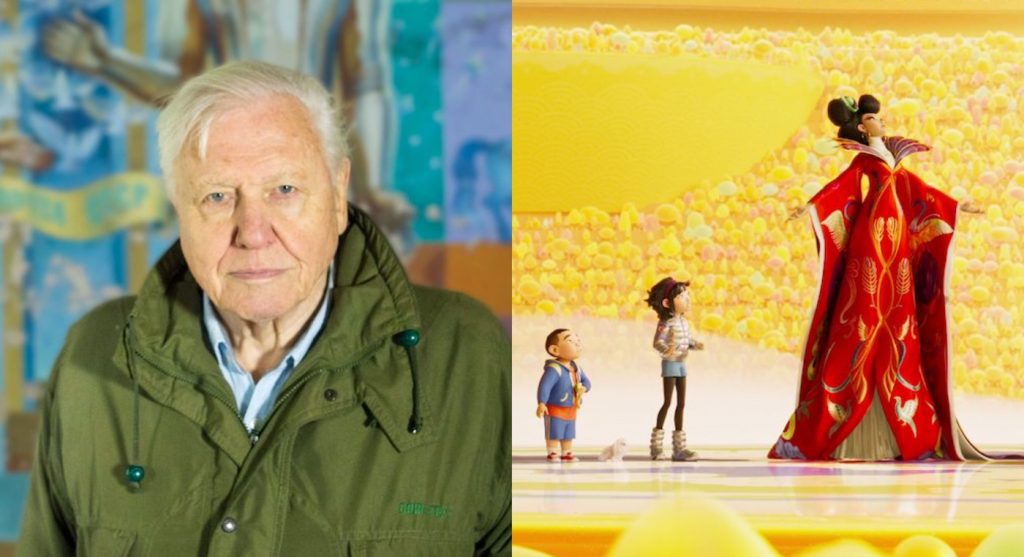 L-r: David Attenborough: A Life on Our Planet, photo courtesy Moving Picture hire LTD/Netflix. OVER THE MOON - (L-R) 