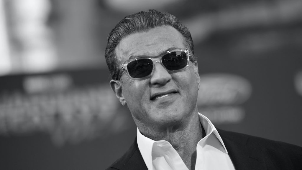 HOLLYWOOD, CA - APRIL 19: (EDITORS NOTE: Image has been shot in black and white. Color version not available.) Actor Sylvester Stallone at The World Premiere of Marvel Studios Guardians of the Galaxy Vol. 2. at Dolby Theatre in Hollywood, CA April 19th, 2017 (Photo by Charley Gallay/Getty Images for Disney)