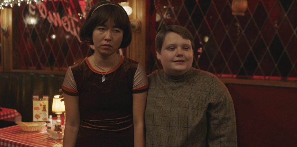 PEN15 -- "Opening Night" - Episode 207 -- Itís opening night. Hearts are exposed, forcing both Anna and Maya to grow up. Maya Ishii-Peters (Maya Erskine), Gabe (Dylan Gage), shown. (Photo by: Courtesy of Hulu)