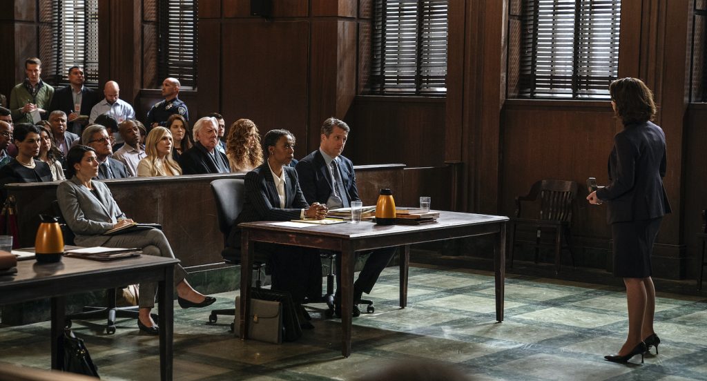 Courtroom set at Kaufman Astoria Studios (Niko Tavernise/HBO)