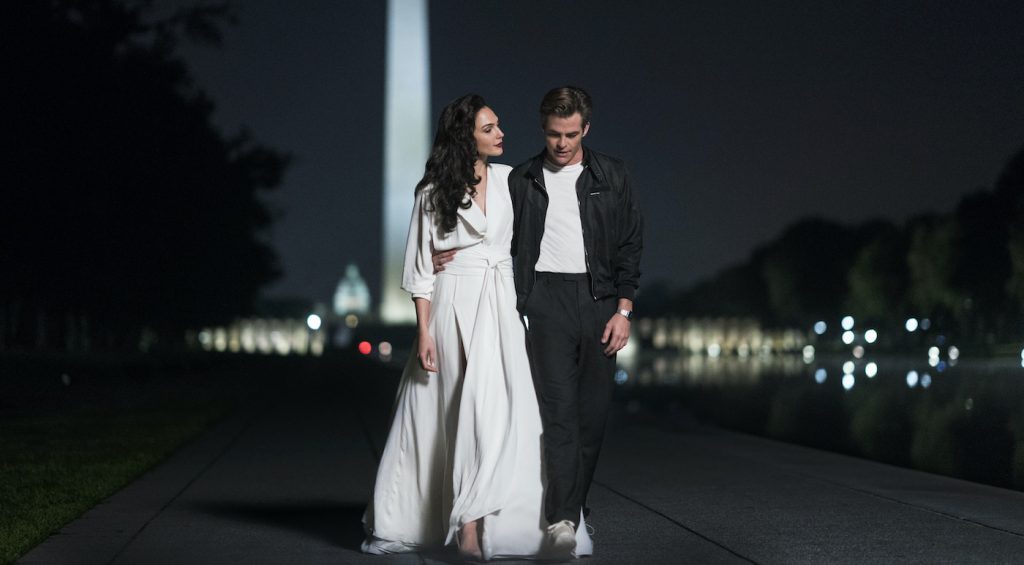 Caption: (L-r) GAL GADOT as Diana Prince and CHRIS PINE as Steve Trevor and in Warner Bros. Pictures’ action adventure “WONDER WOMAN 1984,” a Warner Bros. Pictures release. Photo Credit: Clay Enos/ ™ & © DC Comics