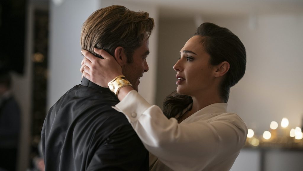 Caption: (L-r) CHRIS PINE as Steve Trevor and GAL GADOT as Diana Prince in Warner Bros. Pictures’ action adventure “WONDER WOMAN 1984,” a Warner Bros. Pictures release. Photo Credit: Clay Enos/ ™ & © DC Comics