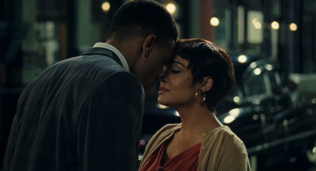 NNAMDI ASOMUGHA as ROBERT HALLOWAY and TESSA THOMPSON as SYLVIE PARKER in SLYVIE’S LOVE. Courtesy of Amazon Studios