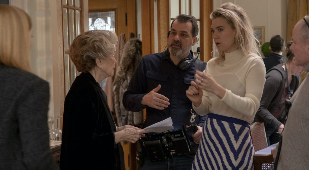 PIECES OF A WOMAN: (L to R) Ellen Burstyn as Elizabeth, Director Kornél Mundruczó, and Vanessa Kirby as Martha. Photo: Philippe Bosse / Netflix