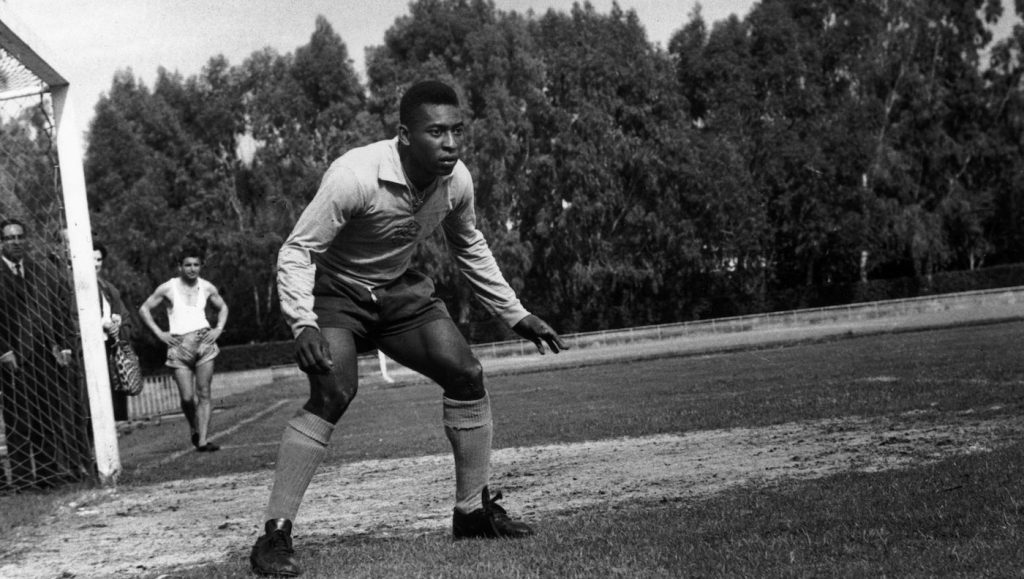 24th April 1963:  Brazilian World Cup star Pele, said by many to be the greatest footballer of all time, during a training session.  (Photo by Express/Express/Getty Images)