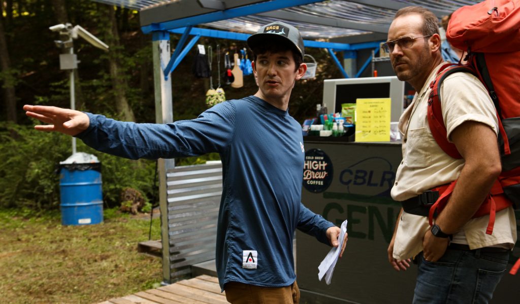 L-r: Noah Hutton and Dean Imperial on set of "Lapsis." 