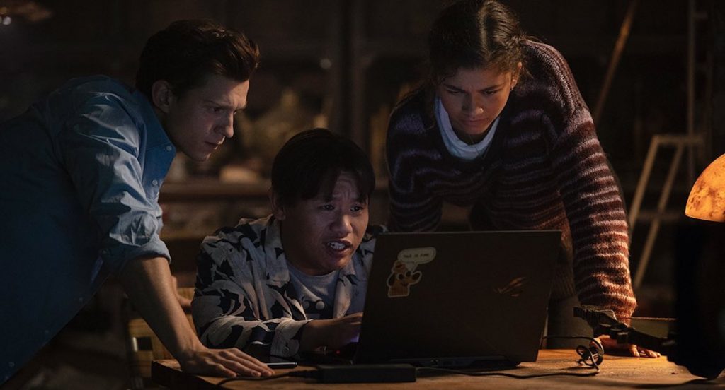 L-r: Tom Holland, Jacob Batalon, and Zendaya in 