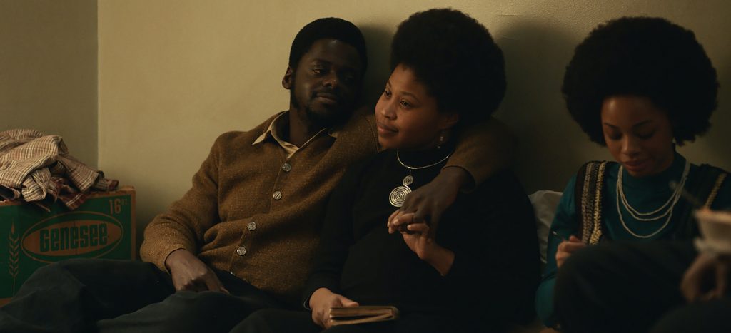 (L-r) DANIEL KALUUYA as Chairman Fred Hampton and DOMINIQUE FISHBACK as Deborah Johnson in Warner Bros. Pictures’ “JUDAS AND THE BLACK MESSIAH,” a Warner Bros. Pictures release. Photo courtesy of Warner Bros. Pictures