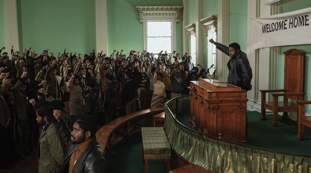 DANIEL KALUUYA (right) as Chairman Fred Hampton in Warner Bros. Pictures’ “JUDAS AND THE BLACK MESSIAH,” a Warner Bros. Pictures release. Photo by Glen Wilson