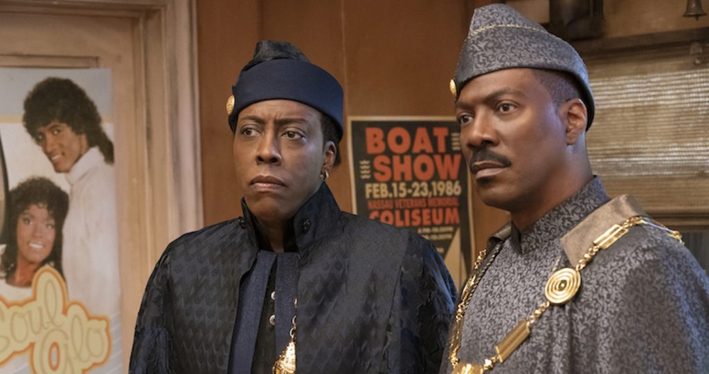 Arsenio Hall and Eddie Murphy star in COMING 2 AMERICA  Photo Courtesy of Amazon Studios. Photo Courtesy of Amazon Studios Quantrell D. Colbert/Amazon Studios