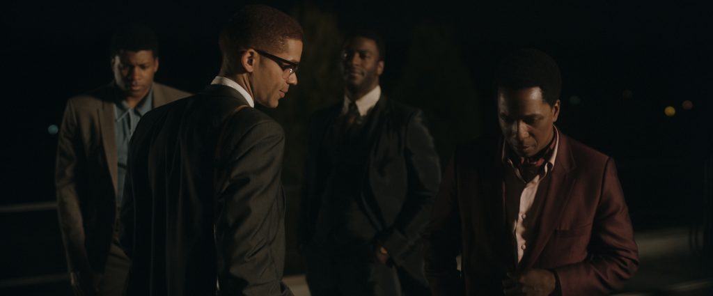 ELI GOREE, KINGSLEY BEN-ADIR, ALDIS HODGE, and LESLIE ODOM JR. star in ONE NIGHT IN MIAMI Photo: Courtesy of Amazon Studios Courtesy of Amazon Studios