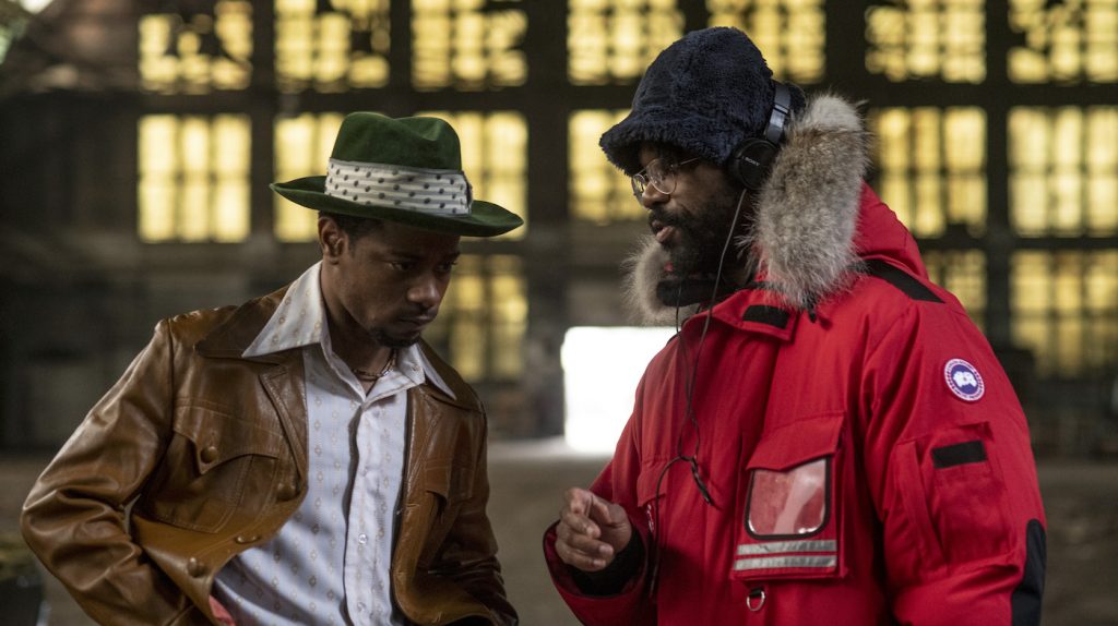 Caption: (L-r) LAKEITH STANFIELD and director SHAKA KING on the set of Warner Bros. Pictures’ “JUDAS AND THE BLACK MESSIAH,” a Warner Bros. Pictures release. Photo Credit: Glen Wilson