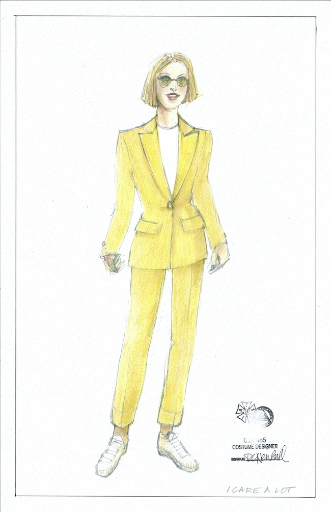 Deborah Newhall's sketch for Marla's suit. Courtesy Deb Newhall. 