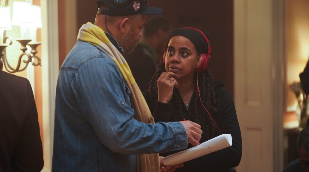 Anthony Hemingway (L), Executive Producer and Director, with Suzan-Lori Parks, Executive Producer, Writer and Showrunner of GENIUS: ARETHA. (Credit: National Geographic/Richard DuCree)