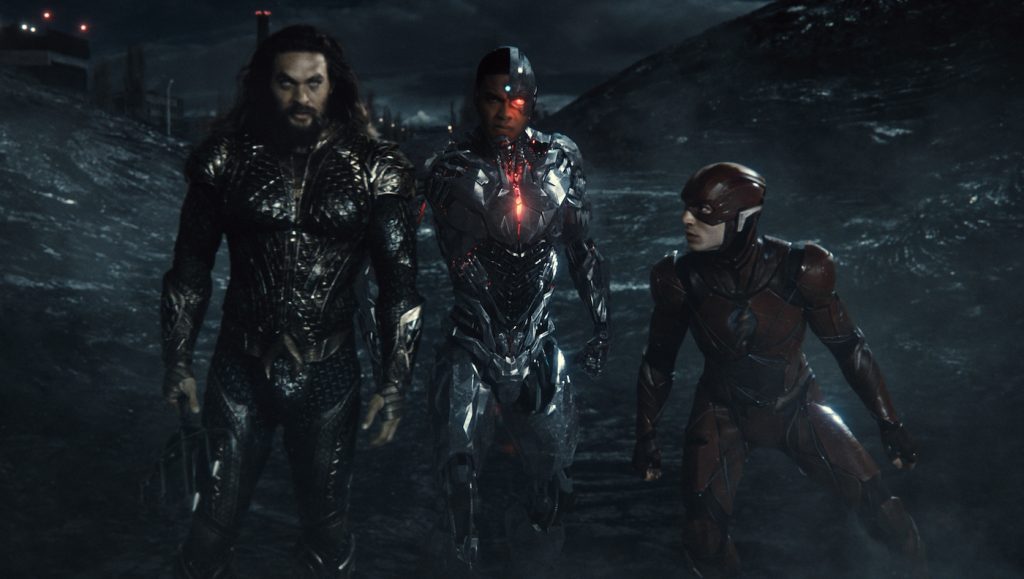 Jason Momoa (Aquaman / Arthur Curry), Ray Fisher (Cyborg / Victor Stone), Ezra Miller (The Flash / Barry Allen). Courtesy HBO.