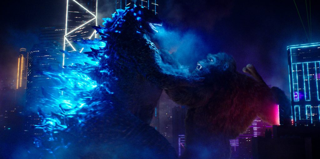 Caption: (L-r) GODZILLA battles KONG in Warner Bros. Pictures’ and Legendary Pictures’ action adventure “GODZILLA VS. KONG,” a Warner Bros. Pictures and Legendary Pictures release. Photo Credit: Courtesy of Warner Bros. Pictures and Legendary Pictures