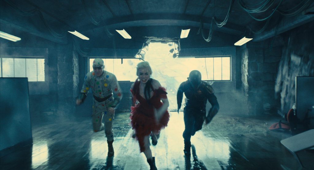 Caption: (L-r) DAVID DASTMALCHIAN as Polka Dot Man, MARGOT ROBBIE as Harley Quinn and IDRIS ELBA as Bloodsport in Warner Bros. Pictures’ superhero action adventure “THE SUICIDE SQUAD,” a Warner Bros. Pictures release. Photo Credit: Warner Bros. Pictures/™ & © DC Comics