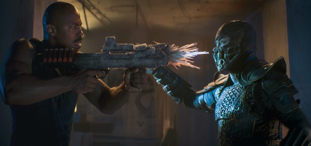 Caption: (L-r) MEHCAD BROOKS as Major Jackson “Jax” Briggs and JOE TASLIM as Sub-Zero/Bi-Han in New Line Cinema’s action adventure “Mortal Kombat,” a Warner Bros. Pictures release. Photo Credit: Courtesy Warner Bros. Pictures