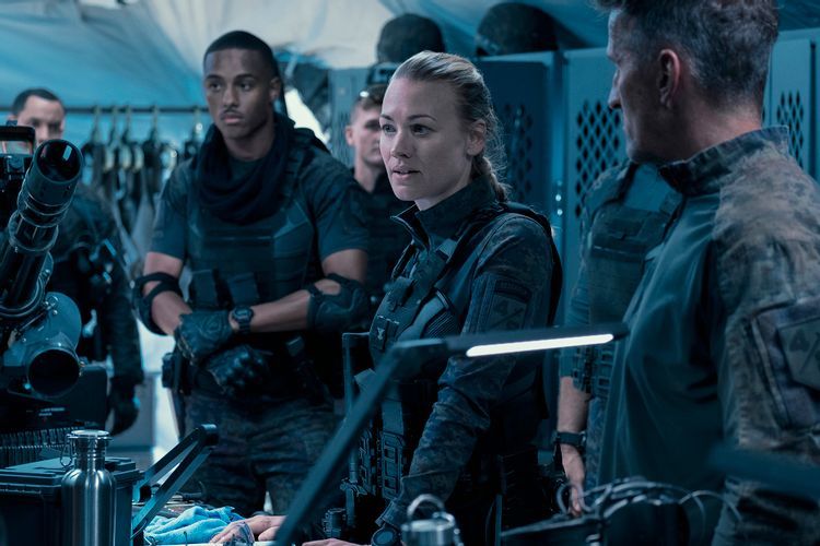 Yvonne Strahovski is Romeo Command in "The Tomorrow War." Courtesy Amazon Studios