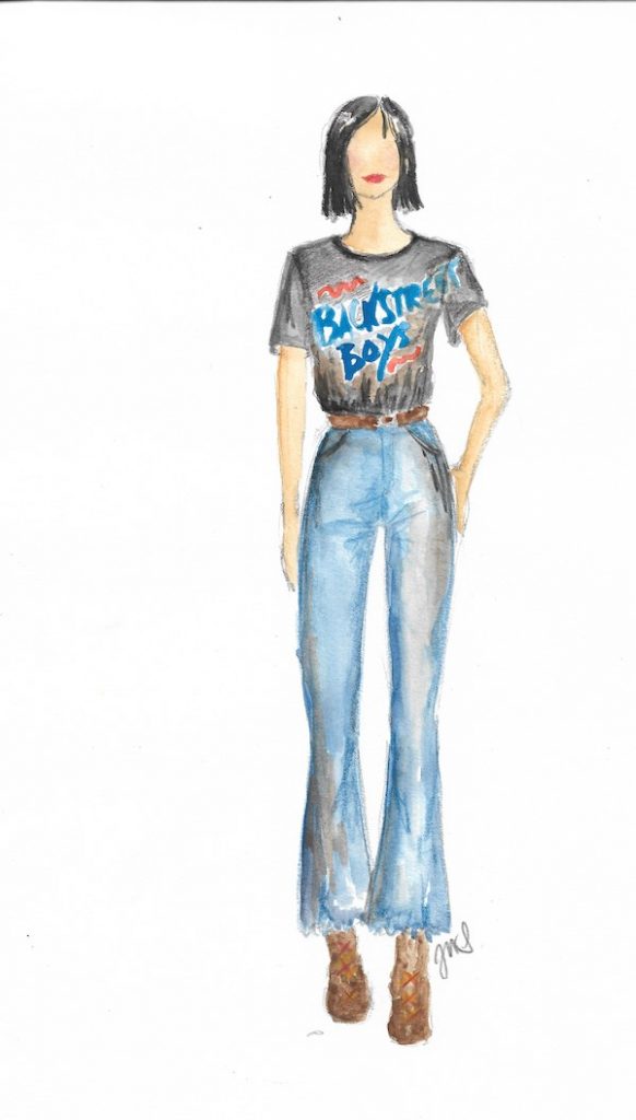 Sketch of Dina at the hacienda. Courtesy Justine Seymour/Apple +