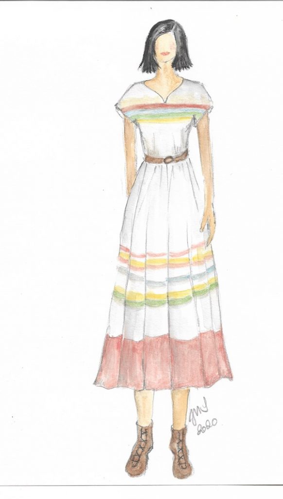 Sketch of Dina's hacienda dinner outfit. Courtesy Justine Seymour/Apple +