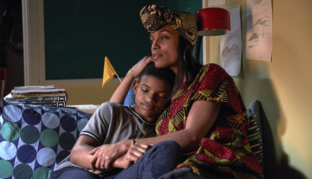 (L-R) Lonnie Chavis as Gunner Boone and Rosario Dawson as Mary Boone in the adventure/drama film, THE WATER MAN, an RLJE films release. Photo courtesy of Karen Ballard.