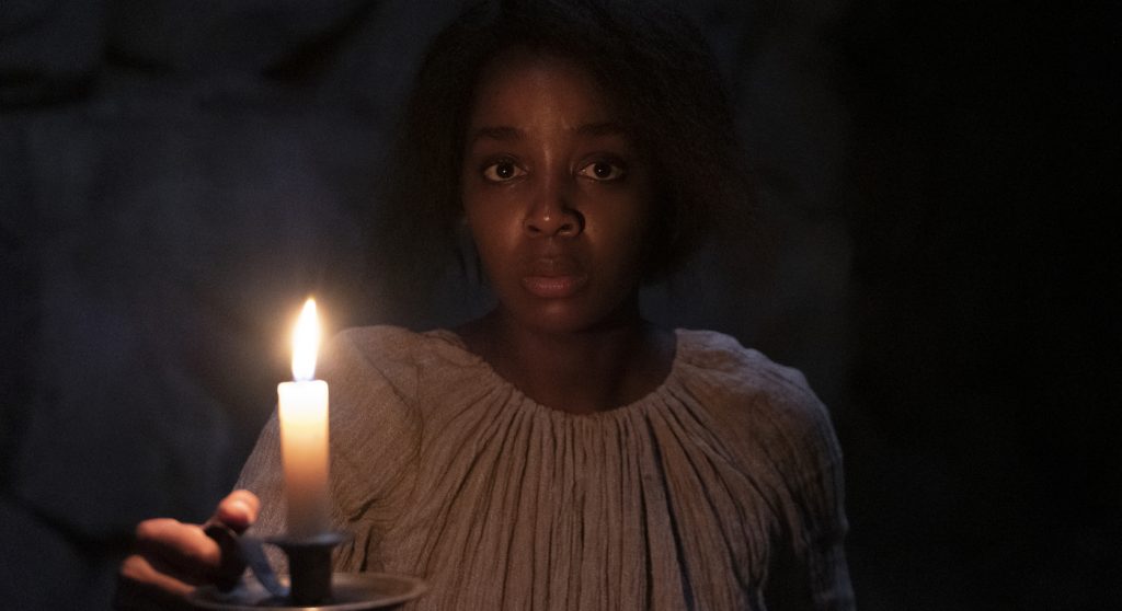 Thuso Mbedu is Cora Randall in "The Underground Railroad." Photo by Kyle Kaplan. Courtesy Amazon Studios.