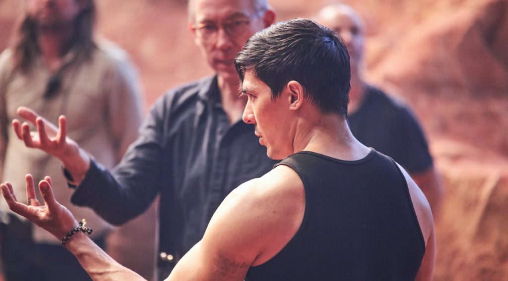 Caption: (L-r Center Frame) Director SIMON MCQUOID and LEWIS TAN on the set of New Line Cinema’s action adventure “Mortal Kombat,” a Warner Bros. Pictures release. Photo Credit: Simon Westlake