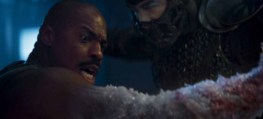 Caption: (L-r) MEHCAD BROOKS as Major Jackson “Jax” Briggs and JOE TASLIM as Sub-Zero/Bi-Han in New Line Cinema’s action adventure “Mortal Kombat,” a Warner Bros. Pictures release. Photo Credit: Courtesy Warner Bros. Pictures