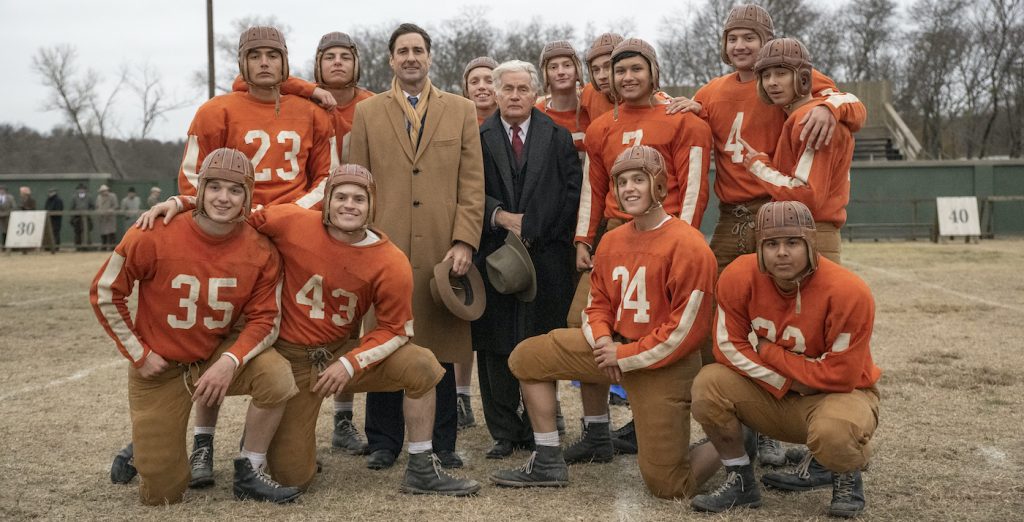 Left to Right: (Back): Preston Porter, Woodrow Luttrell, Sampley Barinaga, Jacob Lofland (Middle): Levi Dylan, Luke Wilson, Martin Sheen, Manuel Tapia, Austin Shook, Michael Gohlke (Front): Slade Monroe, Jake Austin Walker, Bailey Roberts, Tyler Silva Photo by Laura Wilson. Courtesy of Sony Pictures Classics.