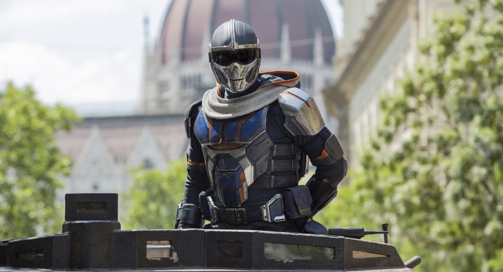 Taskmaster in Marvel Studios' "Black Widow," in theaters and on Disney+ with Premiere Access. Photo by Adrienn Szabo. Courtesy Marvel Studios.