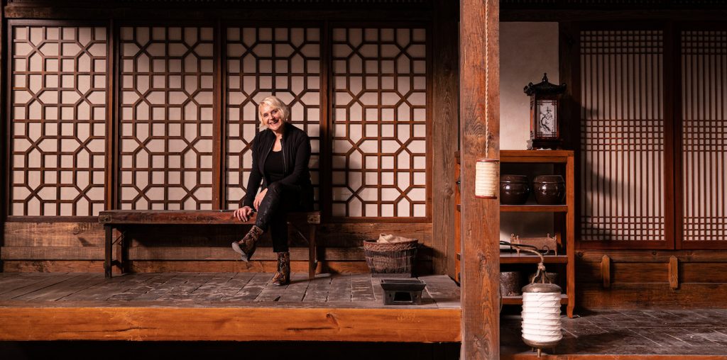 Kalina Ivanov on the set of the Hanok built for episode 6, "Meet Me In Daegu." Courtesy Kalina Ivanov/HBO.