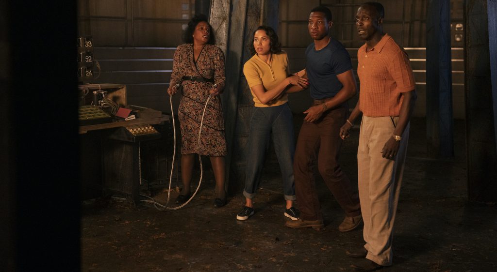 Aunjanue Ellis, Jurnee Smollett, Jonathan Majors, Michael K. Williams. Photograph by Eli Joshua Ade/HBO