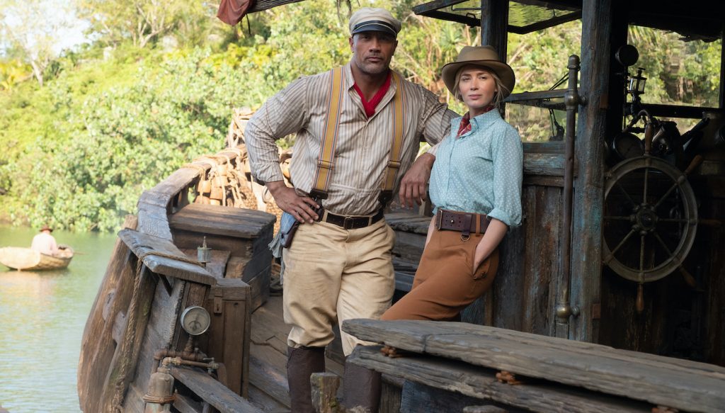 Dwayne Johnson as Frank and Emily Blunt as Lily in JUNGLE CRUISE. Photo by Frank Masi. © 2020 Disney Enterprises, Inc. All Rights Reserved.