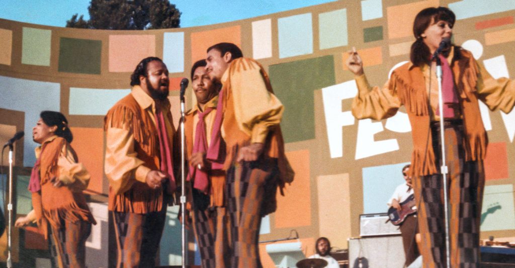 he 5th Dimension performing at the Harlem Cultural Festival in 1969, featured in the documentary SUMMER OF SOUL. Photo courtesy Searchlight Pictures.