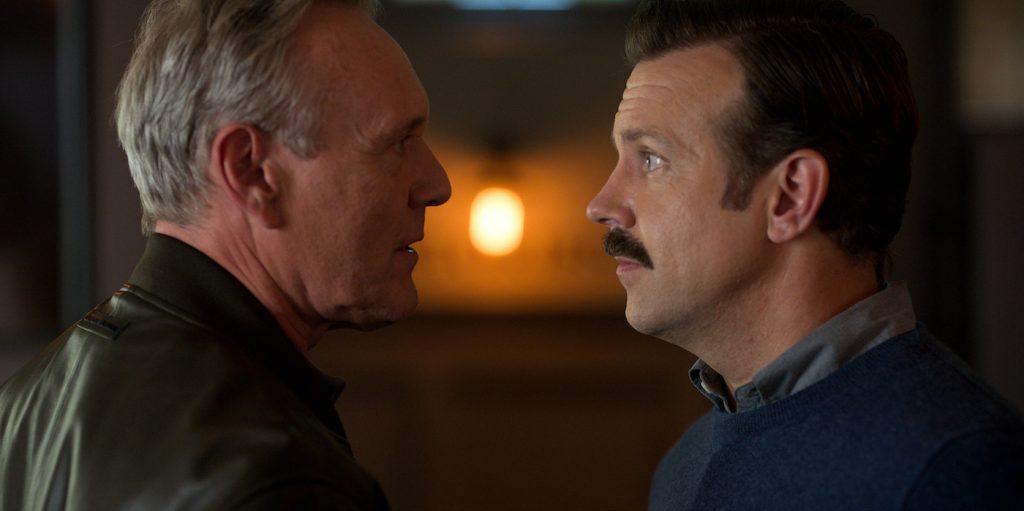 Anthony Head and Jason Sudeikis in “Ted Lasso,” now streaming on Apple TV+.​