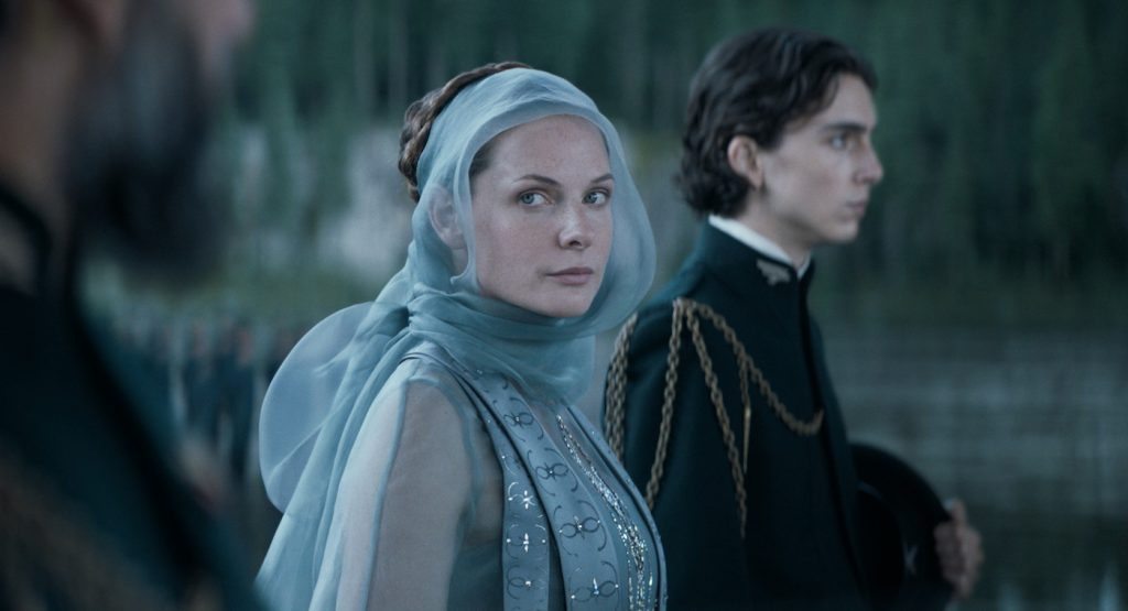 Caption: (L-r) REBECCA FERGUSON as Lady Jessica and TIMOTHÉE CHALAMET as Paul Atreides in Warner Bros. Pictures’ and Legendary Pictures’ action adventure “DUNE,” a Warner Bros. Pictures release. Photo Credit: Courtesy of Warner Bros. Pictures and Legendary Pictures