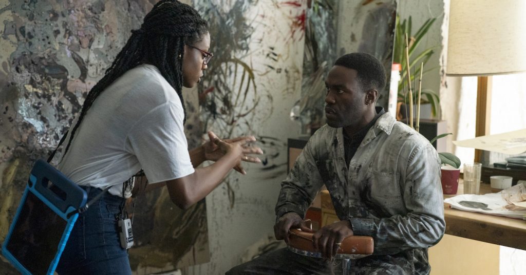 Director Nia DaCosta and Yahya Abdul-Mateen II on the set of Candyman.