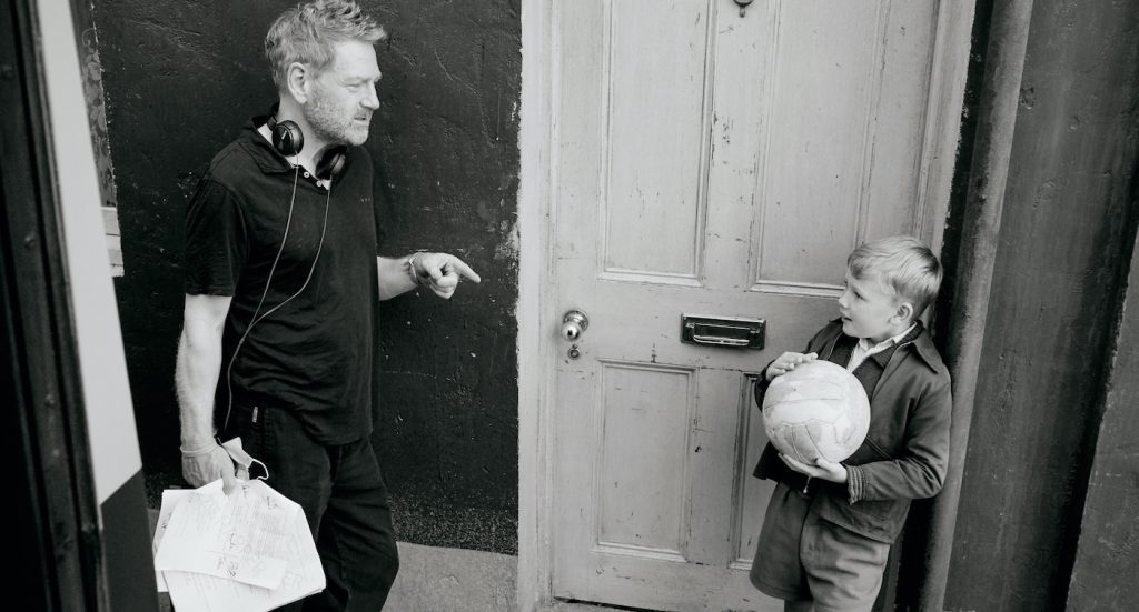 Director Kenneth Branagh (left) and actor Jude Hill (right) on the set of BELFAST, a Focus Features release. Credit : Rob Youngson / Focus Features