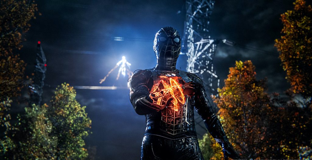 Tom Holland is Spider-Man and Jamie Foxx is Electro in "Spider-Man: No Way Home." Courtesy Sony Pictures.