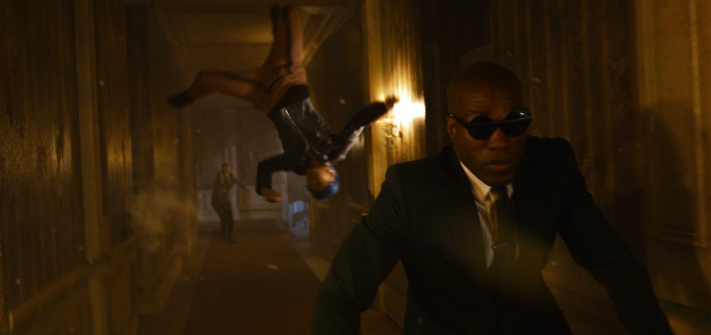 Caption: (L-r) JESSICA HENWICK as Bugs and YAHYA ABDUL-MATEEN II as Morpheus in Warner Bros. Pictures, Village Roadshow Pictures and Venus Castina Productions’ “THE MATRIX RESURRECTIONS,” a Warner Bros. Pictures release. Photo Credit: Courtesy of Warner Bros. Pictures