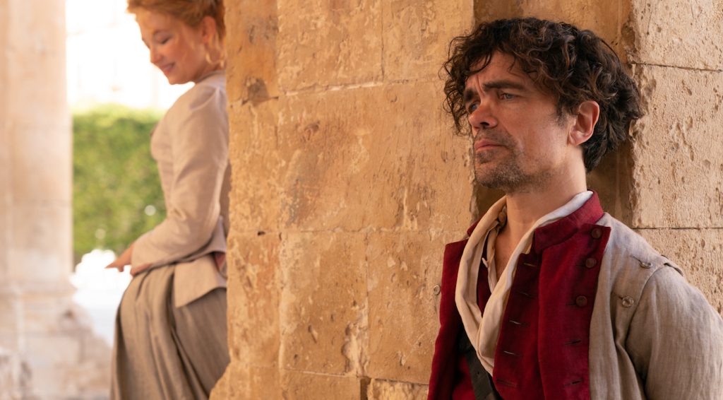 Haley Bennett stars as Roxanne and Peter Dinklage as Cyrano in Joe Wright’s CYRANO A Metro Goldwyn Mayer Pictures film Photo credit: Peter Mountain © 2021 Metro-Goldwyn-Mayer Pictures Inc. All Rights Reserved.