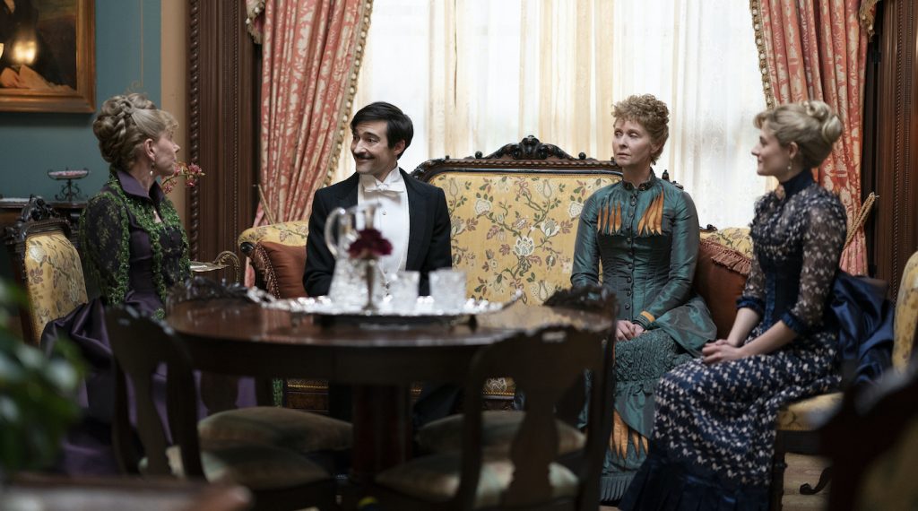 Christine Baranski, Blake Ritson, Cynthia Nixon, Louisa Jacobson. Photograph by Alison Cohen Rosa/HBO