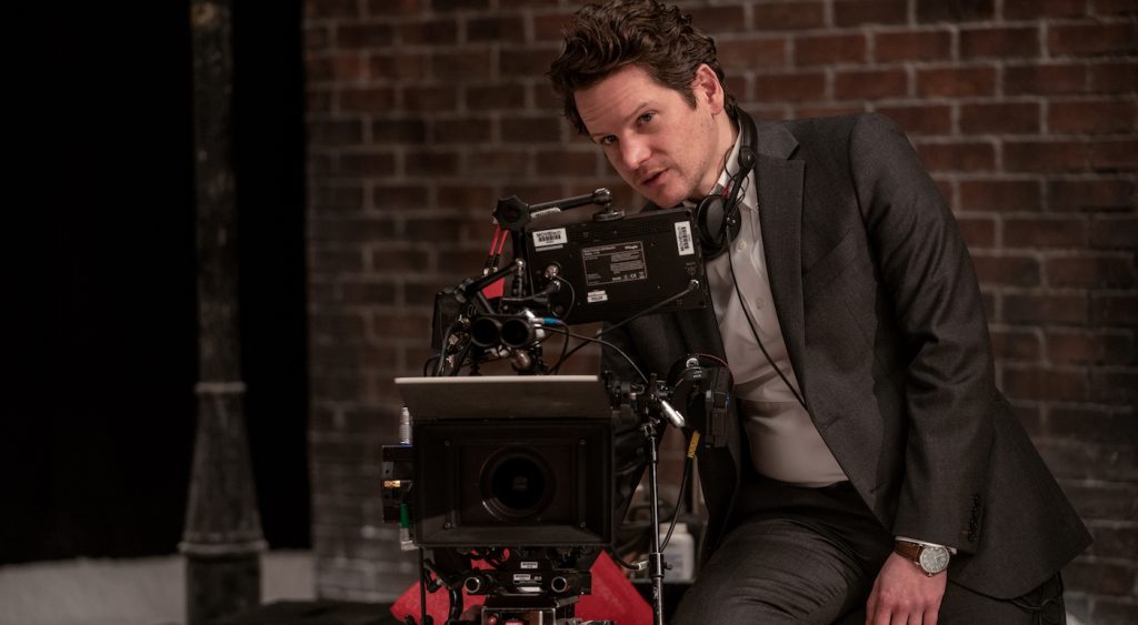 Director Graham Moore on the set of THE OUTFIT, a Focus Features release. Courtesy of Rob Youngson / Focus Features